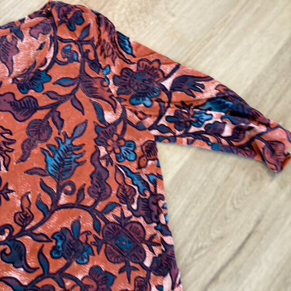 Peruvian Connection Ladies Rust Floral Blouse XS CT 426 - Picture 4 of 7